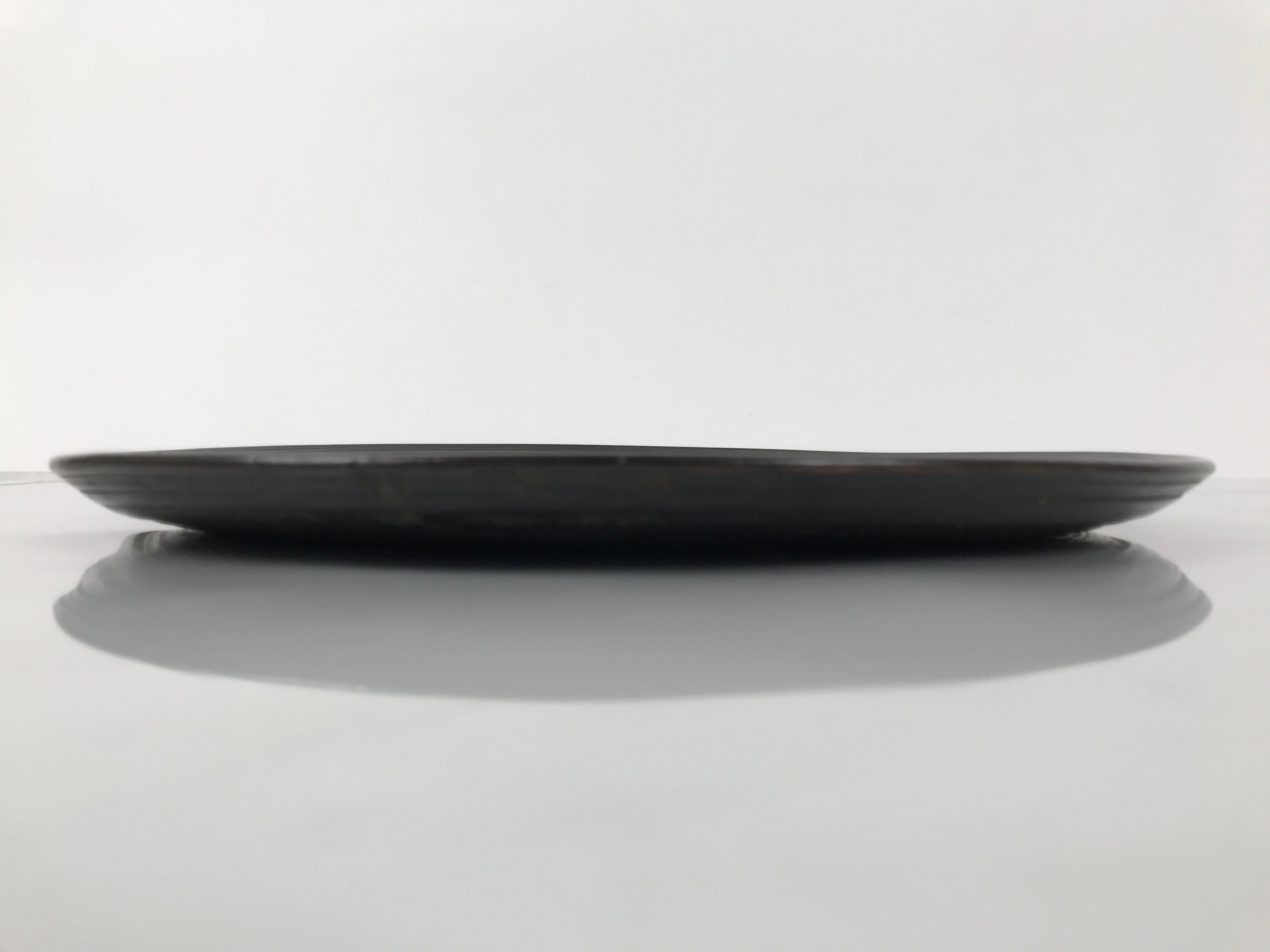 Japanese Lacquered Wooden Serving Tray Obon Vtg Round Black Red Akebono L545