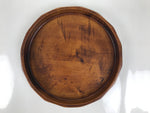 Japanese Lacquered Wooden Serving Tray Obon Vtg Round Brown Black Grain L451