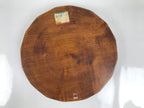 Japanese Lacquered Wooden Serving Tray Obon Vtg Round Brown Black Grain L451