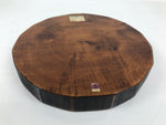 Japanese Lacquered Wooden Serving Tray Obon Vtg Round Brown Black Grain L451