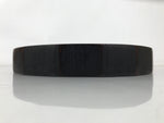 Japanese Lacquered Wooden Serving Tray Obon Vtg Round Brown Black Grain L451