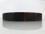 Japanese Lacquered Wooden Serving Tray Obon Vtg Round Brown Black Grain L451