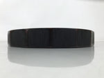 Japanese Lacquered Wooden Serving Tray Obon Vtg Round Brown Black Grain L451