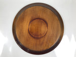 Japanese Lacquered Wooden Serving Tray Obon Vtg Round Brown Flower Leaf L456