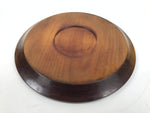Japanese Lacquered Wooden Serving Tray Obon Vtg Round Brown Flower Leaf L456