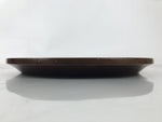 Japanese Lacquered Wooden Serving Tray Obon Vtg Round Brown Flower Leaf L456