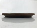 Japanese Lacquered Wooden Serving Tray Obon Vtg Round Brown Flower Leaf L456
