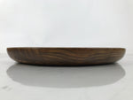 Japanese Lacquered Wooden Serving Tray Obon Vtg Round Brown Grain Medium L457