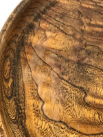 Japanese Lacquered Wooden Serving Tray Obon Vtg Round Brown Grain Medium L457