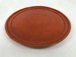 Japanese Lacquered Wooden Serving Tray Obon Vtg Round Orange Brown Glossy L455