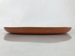 Japanese Lacquered Wooden Serving Tray Obon Vtg Round Orange Brown Glossy L455