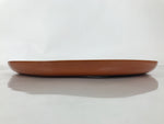 Japanese Lacquered Wooden Serving Tray Obon Vtg Round Orange Brown Glossy L455