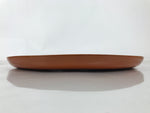 Japanese Lacquered Wooden Serving Tray Obon Vtg Round Orange Brown Glossy L455