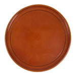 Japanese Lacquered Wooden Serving Tray Obon Vtg Round Orange Brown Glossy L455