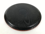 Japanese Lacquered Wooden Serving Tray Obon Vtg Round Red Black Brown L453