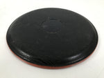 Japanese Lacquered Wooden Serving Tray Obon Vtg Round Red Black Brown L454