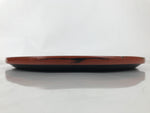 Japanese Lacquered Wooden Serving Tray Obon Vtg Round Red Black Brown L454
