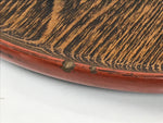 Japanese Lacquered Wooden Serving Tray Obon Vtg Round Red Black Brown L454