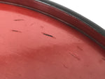 Japanese Lacquered Wooden Serving Tray Obon Vtg Round Red Vermilion Black L430