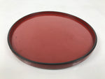 Japanese Lacquered Wooden Serving Tray Obon Vtg Round Red Vermilion Black L430