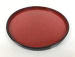 Japanese Lacquered Wooden Serving Tray Obon Vtg Round Red Vermilion Black L431