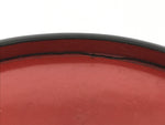 Japanese Lacquered Wooden Serving Tray Obon Vtg Round Red Vermilion Black L431