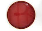 Japanese Lacquered Wooden Serving Tray Obon Vtg Round Red Vermilion Black L551