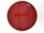 Japanese Lacquered Wooden Serving Tray Obon Vtg Round Red Vermilion Black L551