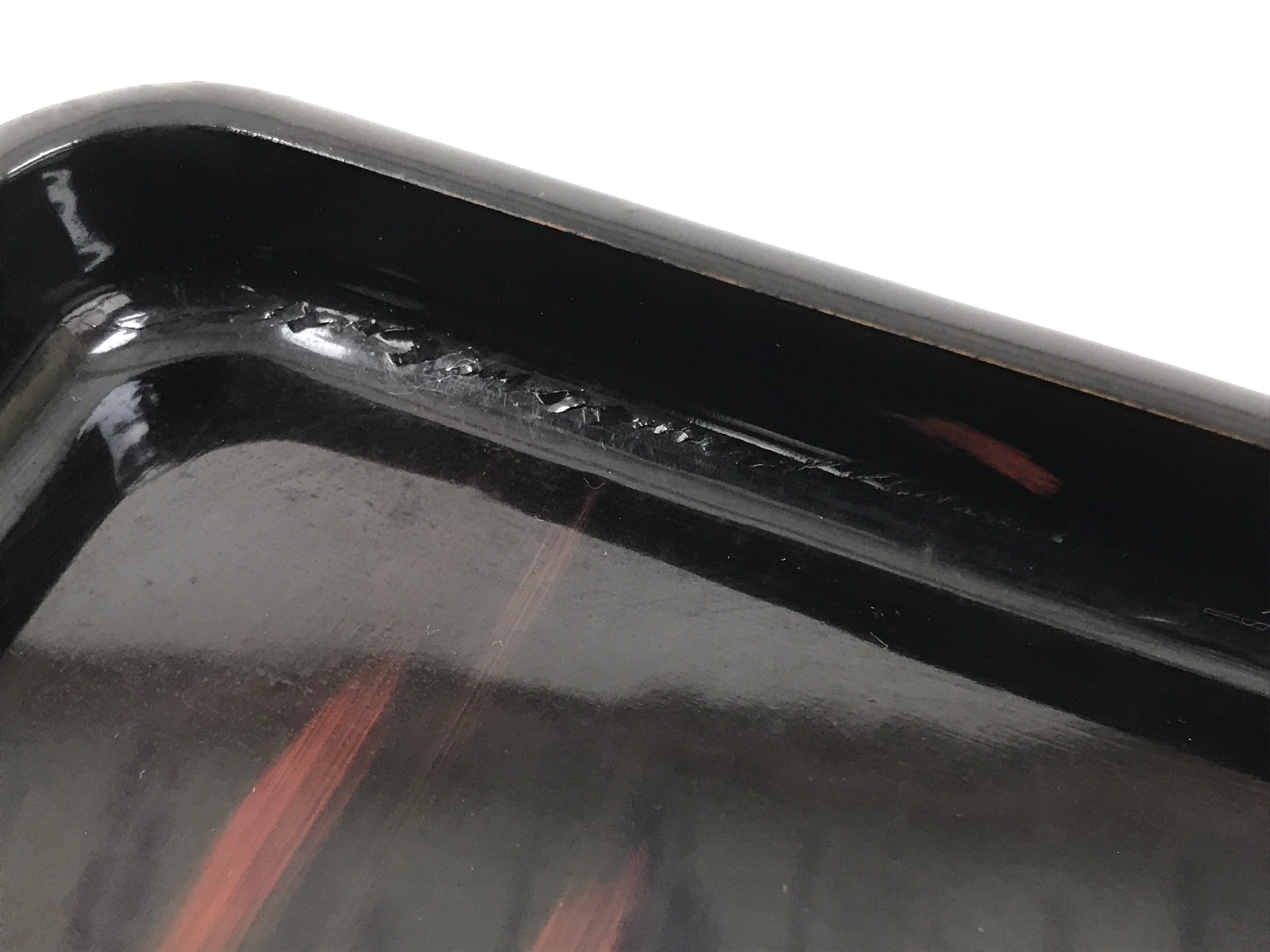 Japanese Lacquered Wooden Serving Tray Obon Vtg Square Black Red Akebono L462
