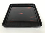 Japanese Lacquered Wooden Serving Tray Obon Vtg Square Black Red Akebono L462