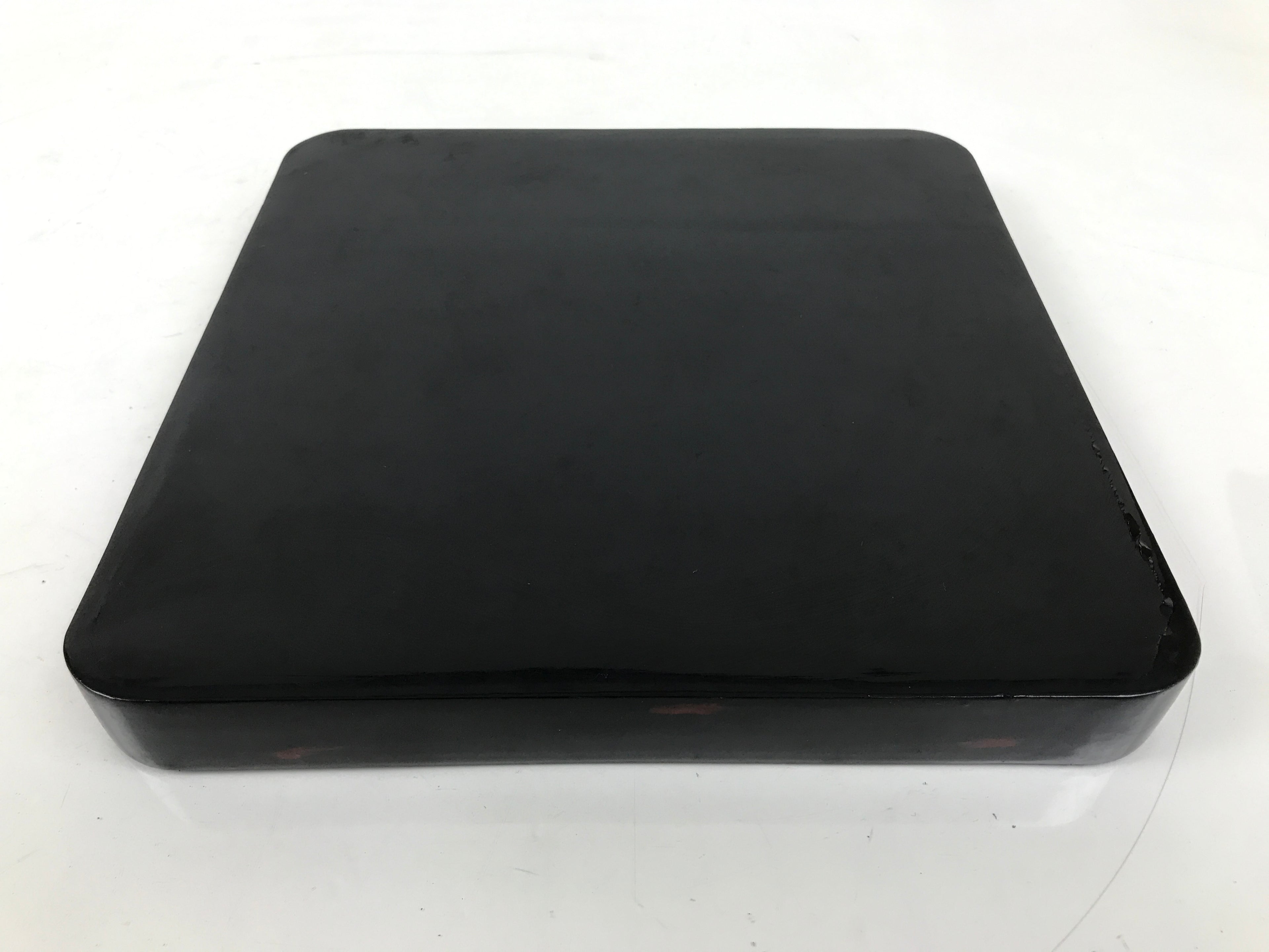 Japanese Lacquered Wooden Serving Tray Obon Vtg Square Black Red Akebono L462