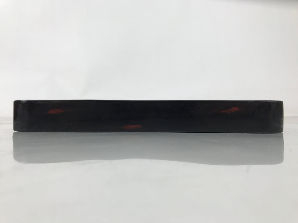Japanese Lacquered Wooden Serving Tray Obon Vtg Square Black Red Akebono L462