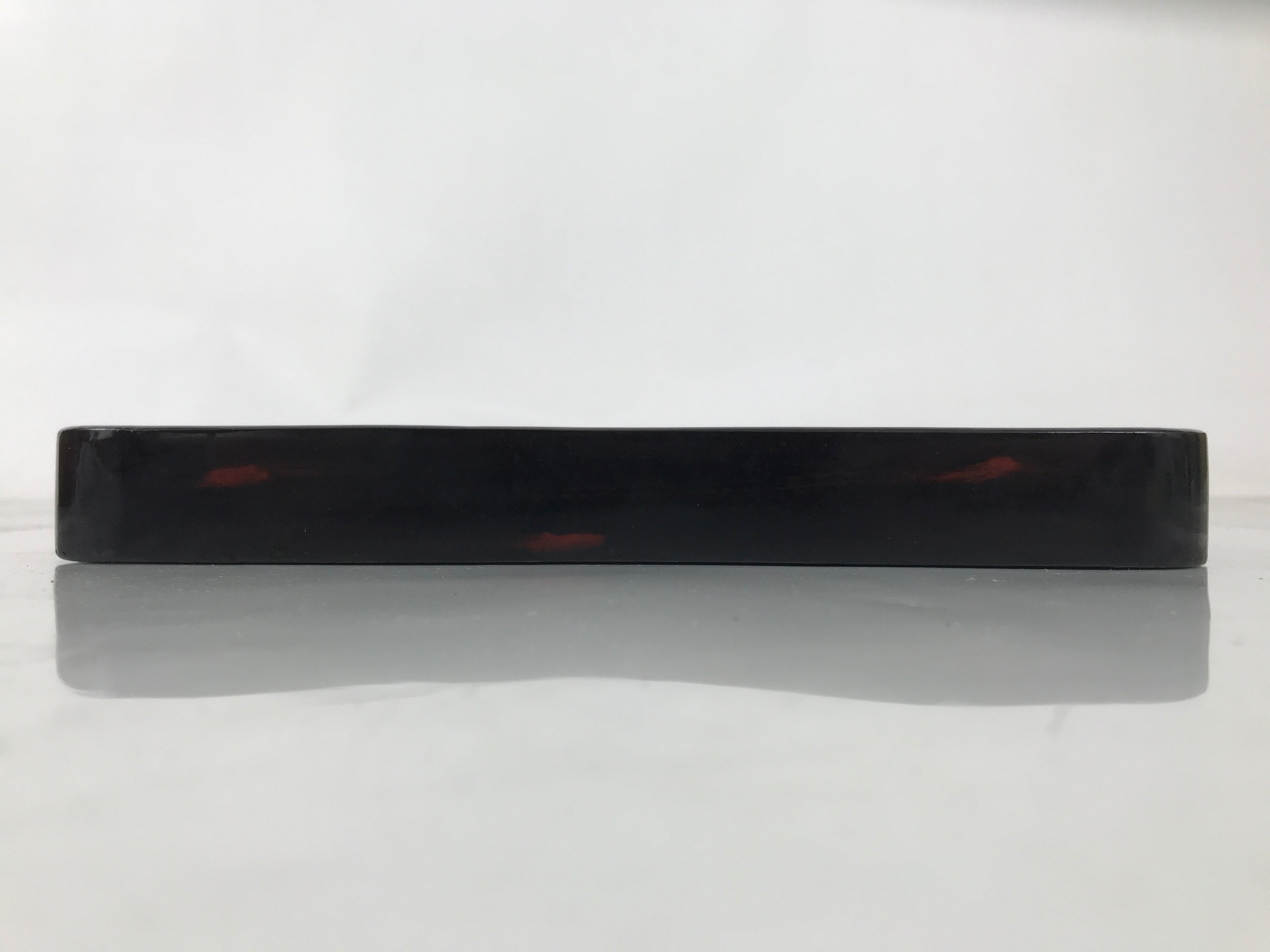 Japanese Lacquered Wooden Serving Tray Obon Vtg Square Black Red Akebono L462