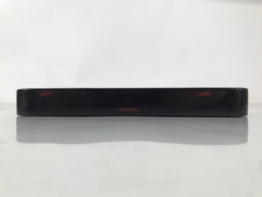 Japanese Lacquered Wooden Serving Tray Obon Vtg Square Black Red Akebono L462