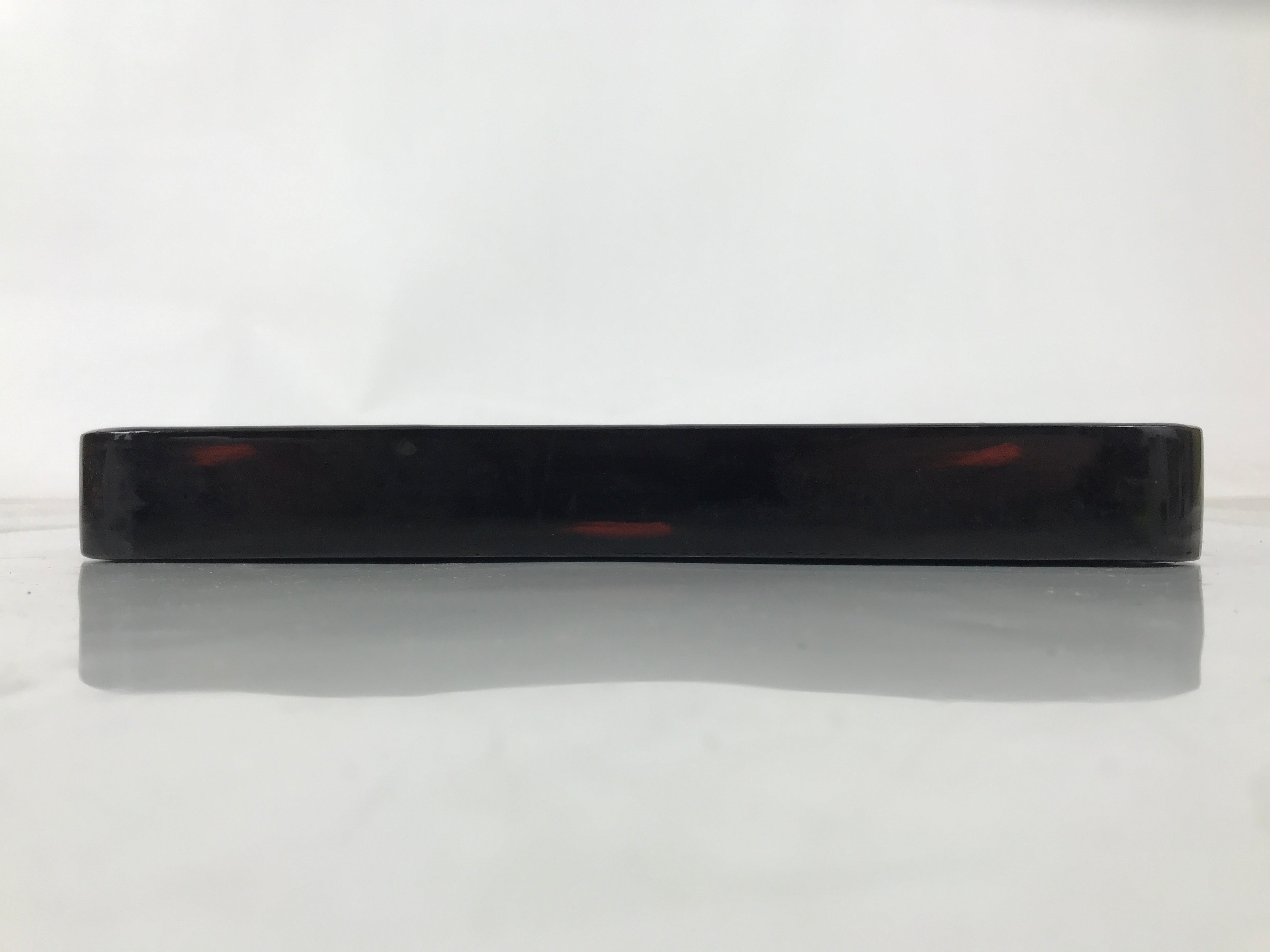 Japanese Lacquered Wooden Serving Tray Obon Vtg Square Black Red Akebono L462