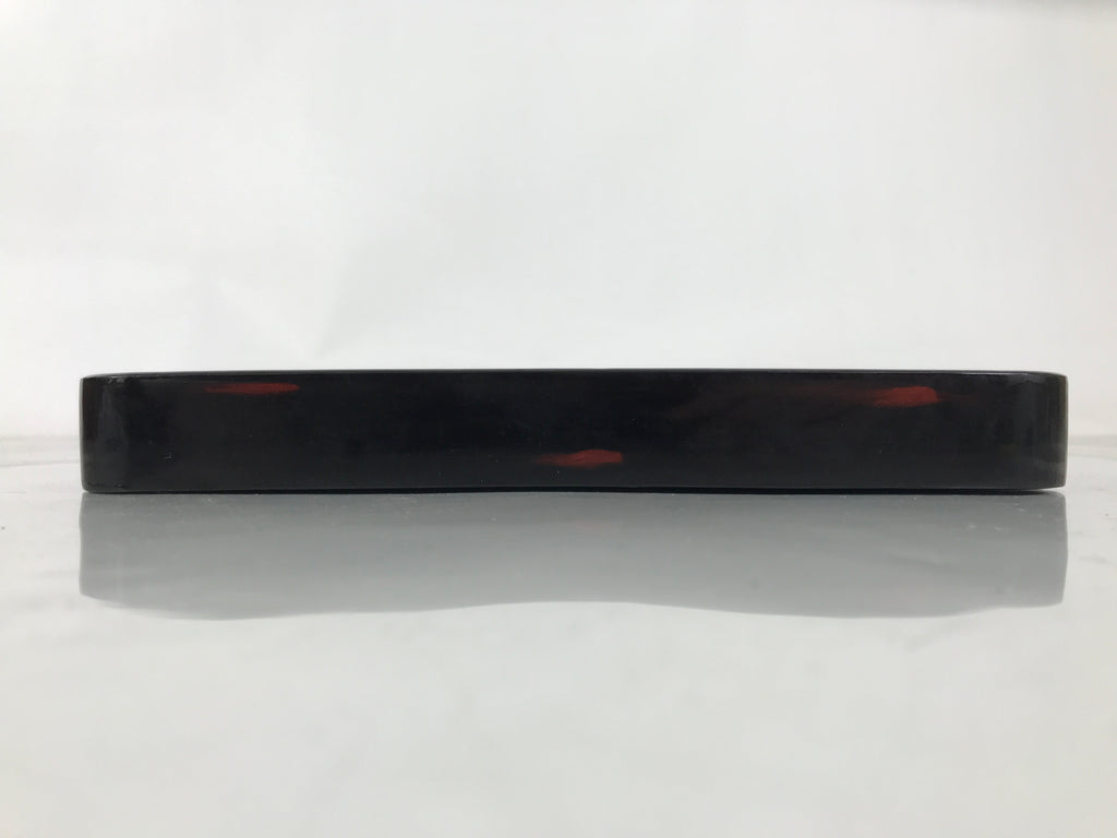 Japanese Lacquered Wooden Serving Tray Obon Vtg Square Black Red Akebono L462