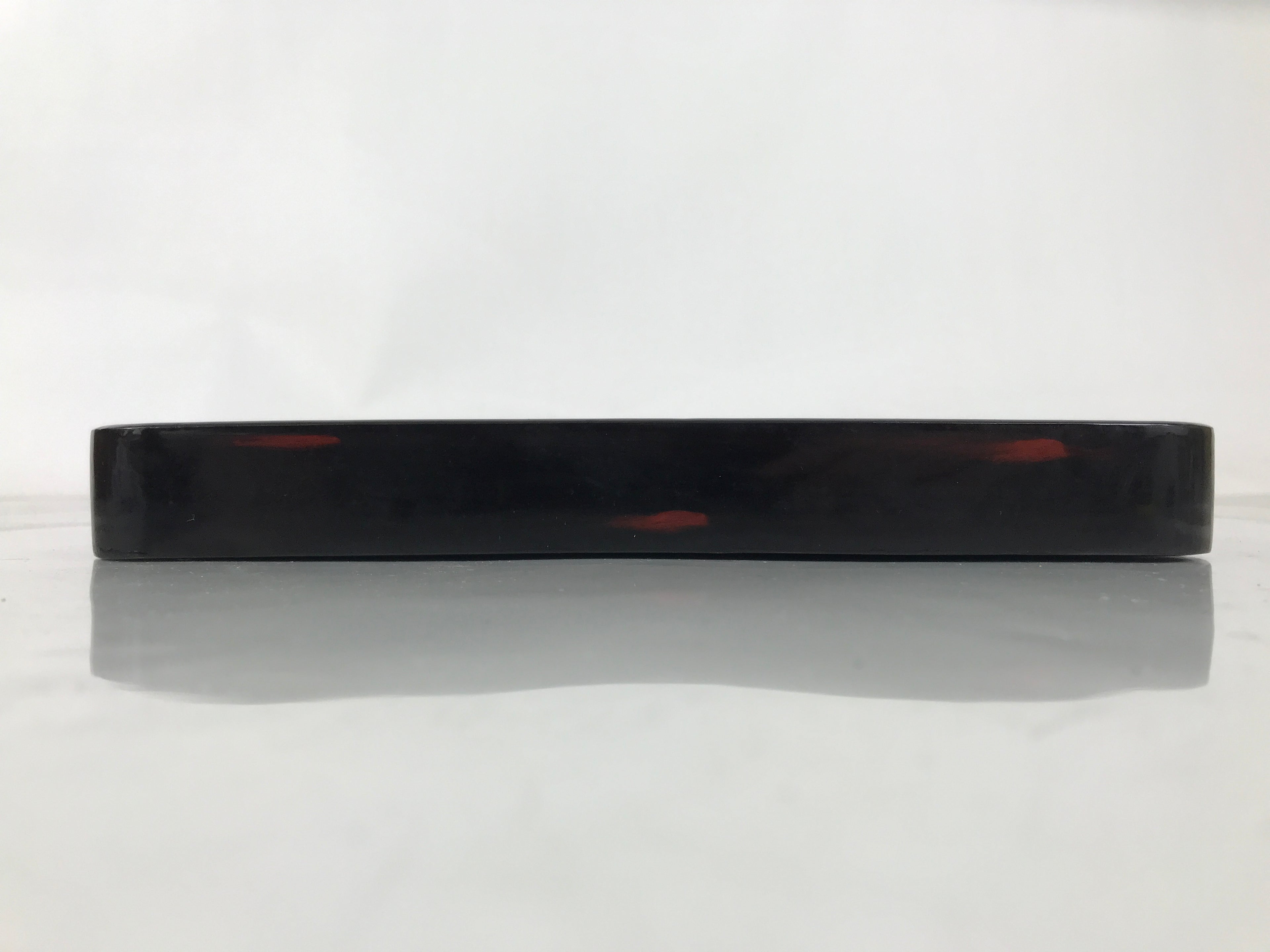 Japanese Lacquered Wooden Serving Tray Obon Vtg Square Black Red Akebono L462