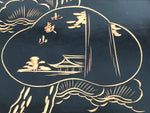 Japanese Lacquered Wooden Serving Tray Obon Vtg Square Hieizan Pine Tree L460