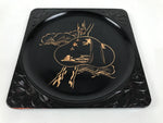 Japanese Lacquered Wooden Serving Tray Obon Vtg Square Hieizan Pine Tree L460