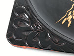 Japanese Lacquered Wooden Serving Tray Obon Vtg Square Hieizan Pine Tree L460