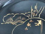 Japanese Lacquered Wooden Serving Tray Obon Vtg Square Hieizan Pine Tree L460