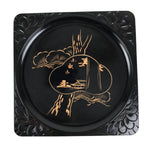 Japanese Lacquered Wooden Serving Tray Obon Vtg Square Hieizan Pine Tree L460