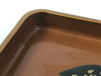Japanese Lacquered Wooden Serving Tray Obon Vtg Square Makie Fans Brown LWB124
