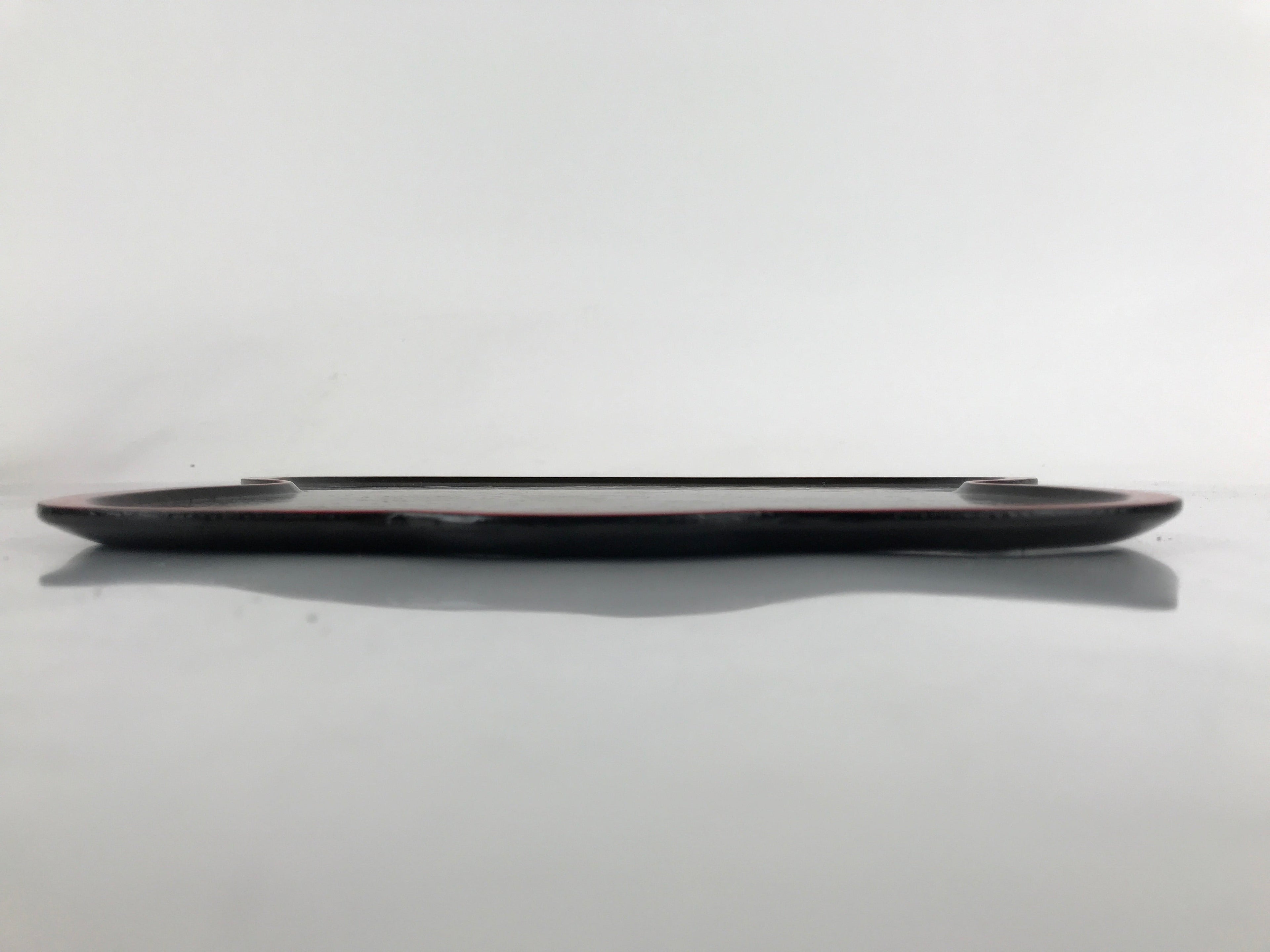 Japanese Lacquered Wooden Serving Tray Vtg Hyotan Gourd Black Red Makie L259