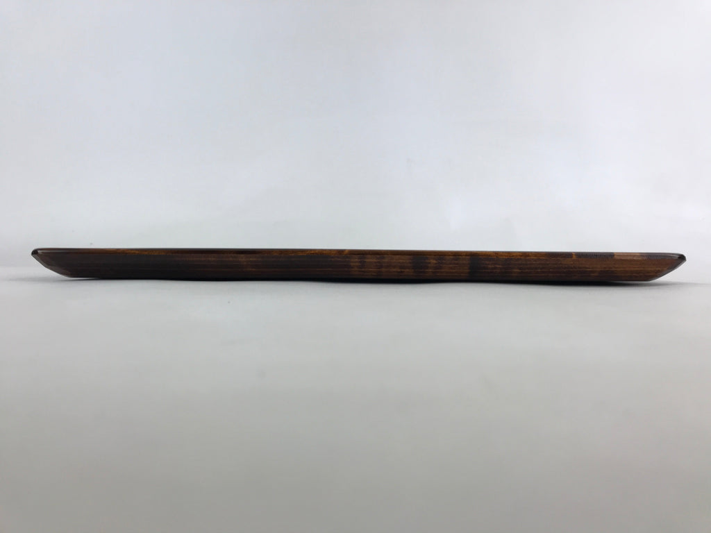 Japanese Lacquered Wooden Serving Tray Vtg Large Obon Carved Brown UR991