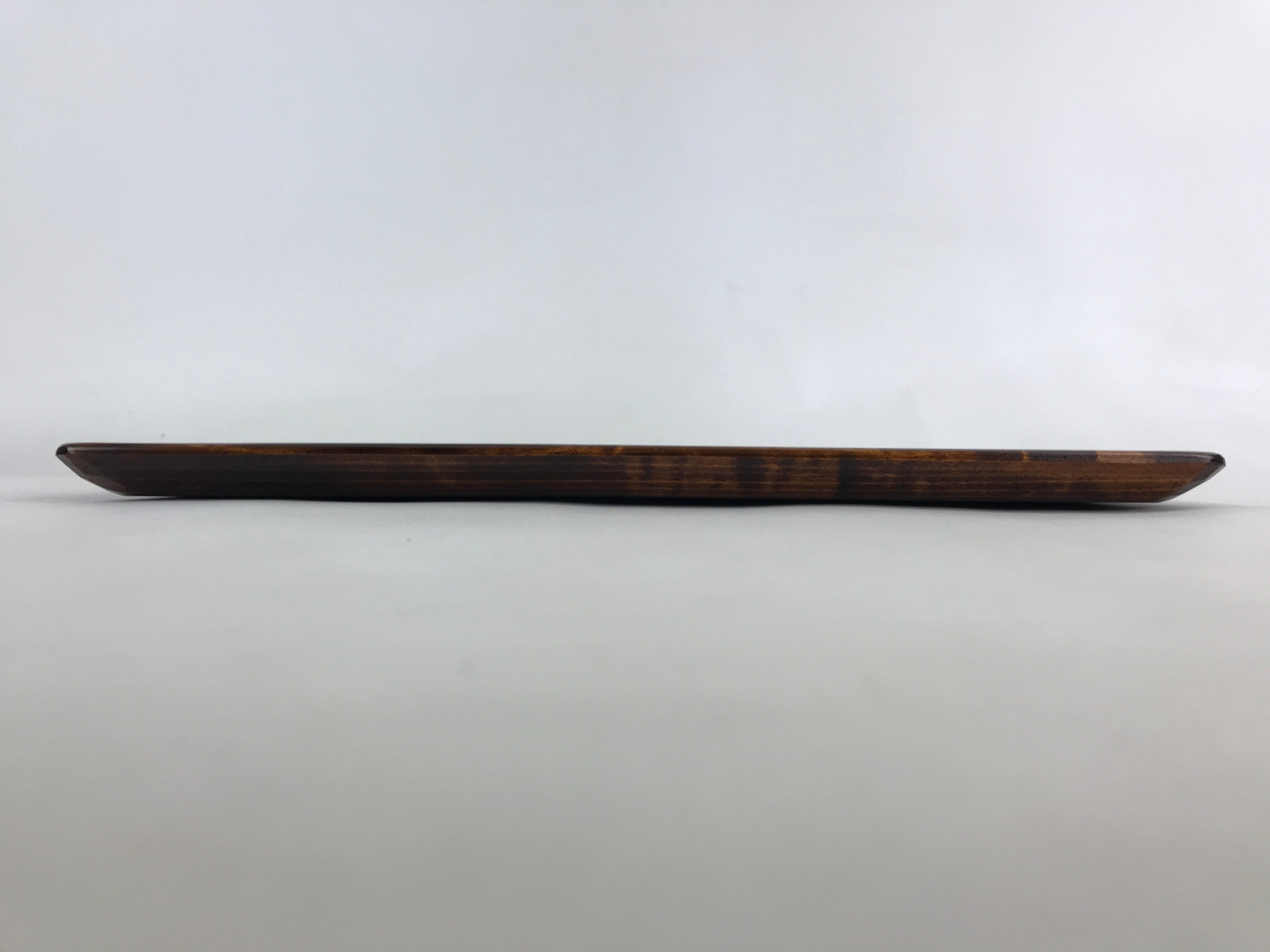 Japanese Lacquered Wooden Serving Tray Vtg Large Obon Carved Brown UR991