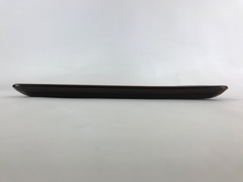 Japanese Lacquered Wooden Serving Tray Vtg Large Obon Carved Brown UR991
