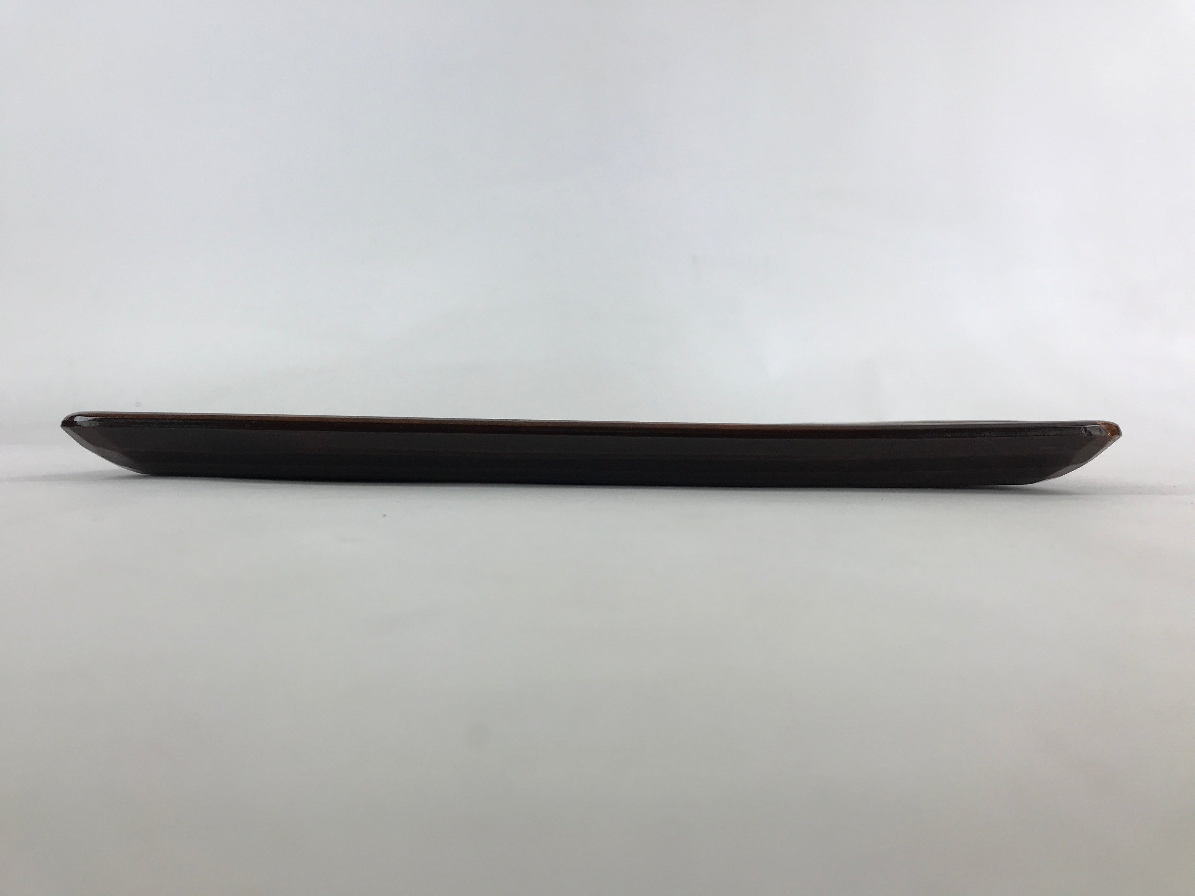 Japanese Lacquered Wooden Serving Tray Vtg Large Obon Carved Brown UR991