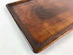 Japanese Lacquered Wooden Serving Tray Vtg Large Obon Carved Brown UR991