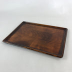 Japanese Lacquered Wooden Serving Tray Vtg Large Obon Carved Brown UR991
